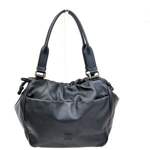 LOEWE ANAGRAM Logo Shoulder Hand Bag Nappa Leather Black GHW Spain